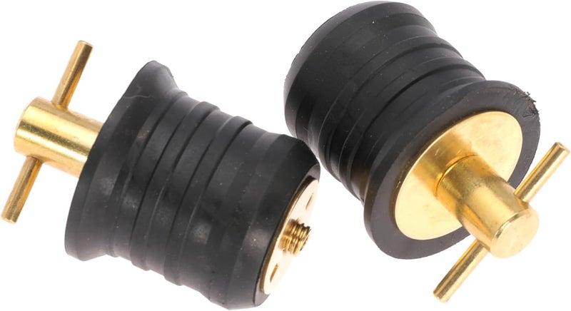 Ciweisah 2 Pcs T-Handle Boat Plug Brass/Stainless Steel Boat Drain Plug Snap Handle Plug Rubber Drain Plug for Boat Marine - Image 3
